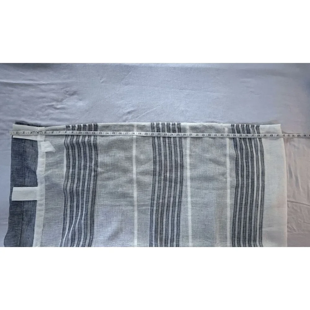 Nicole Miller New York Sheer Tab Blue/White Stripe Long Curtains Panels, 84x37